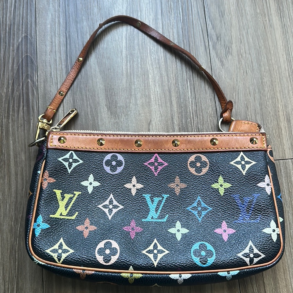 Louis Vuitton x Takashi Murakami Black Multicolore Canvas Pochette